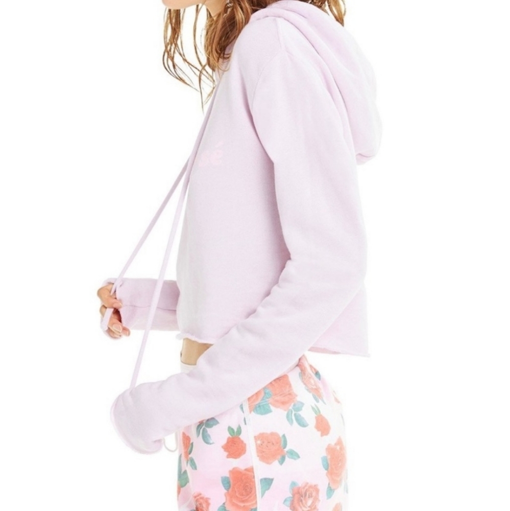 Pase the Rose Crop Hoodie Women's Size Medium NWT Pink Sweatshirt Wildfox - Picture 4 of 8